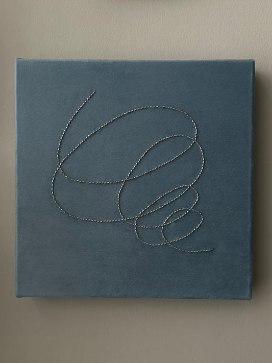 Motion 2, Handgesticktes Original Kunstwerk auf Samt