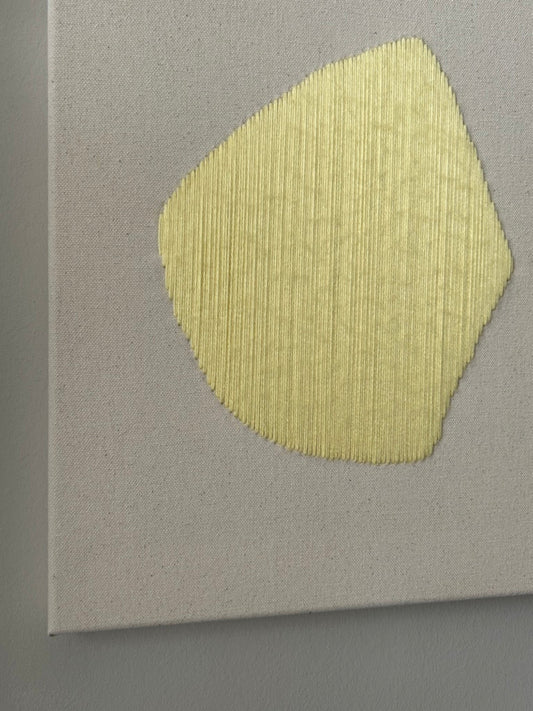 Summer Raindrop Yellow, Handgesticktes Original Kunstwerk auf Leinwand