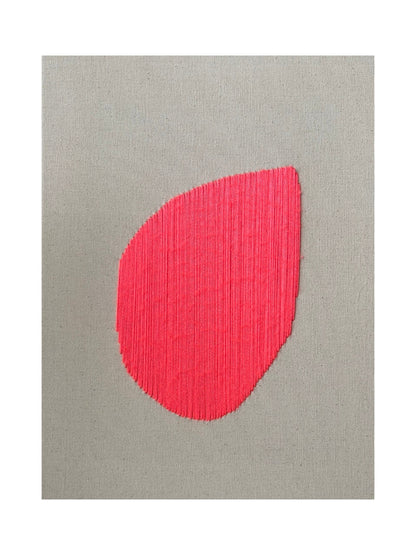 Summer Raindrop Coral, Handgesticktes Original Kunstwerk auf Leinwand