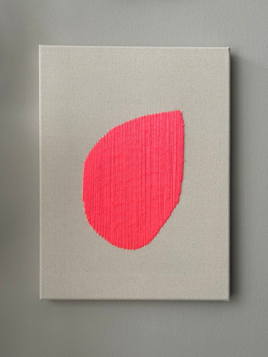 Summer Raindrop Coral, Handgesticktes Original Kunstwerk auf Leinwand