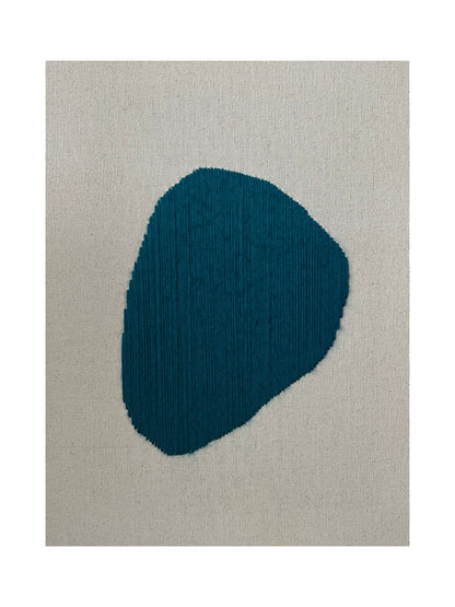 Summer Raindrop Teal, Handgesticktes Original Kunstwerk auf Leinwand