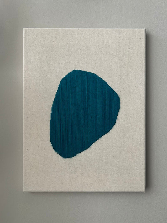 Summer Raindrop Teal, Handgesticktes Original Kunstwerk auf Leinwand