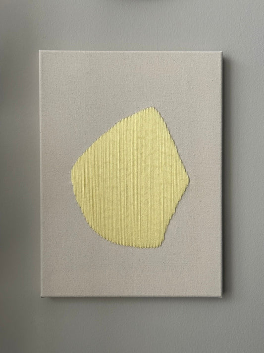 Summer Raindrop Yellow, Handgesticktes Original Kunstwerk auf Leinwand