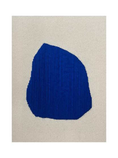 Summer Raindrop Deep Blue, Handgesticktes Original Kunstwerk auf Leinwand