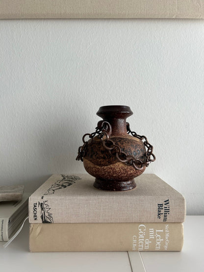 Vintage Dümler & Breiden Fat Lava Vase mit Kettenhenkeln, 1970er