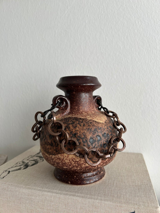 Vintage Dümler & Breiden Fat Lava Vase mit Kettenhenkeln, 1970er