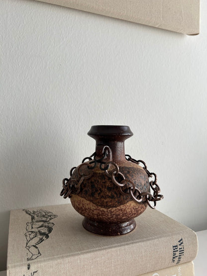 Vintage Dümler & Breiden Fat Lava Vase mit Kettenhenkeln, 1970er