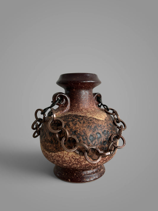 Vintage Dümler & Breiden Fat Lava Vase mit Kettenhenkeln, 1970er
