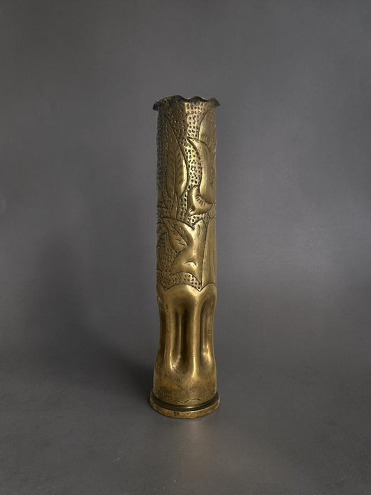 Vintage Trench-Art Messingvase aus US-Militärhülse
